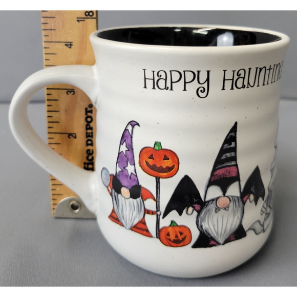 Cobwebs & Cauldrons Happy Haunting Gnomes Mug Coffee Cup Costumes 16oz Ribbed - Picture 7 of 10